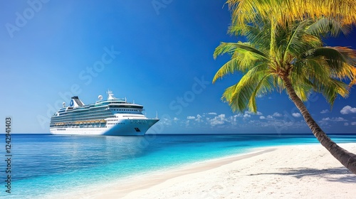 Wallpaper Mural Luxury Cruise Ship Docked Near a Tropical Beach Paradise Torontodigital.ca
