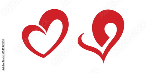 Red Heart Vector – Love and Romance Icon for Valentine’s Day, Wedding, and Romantic Design Elements