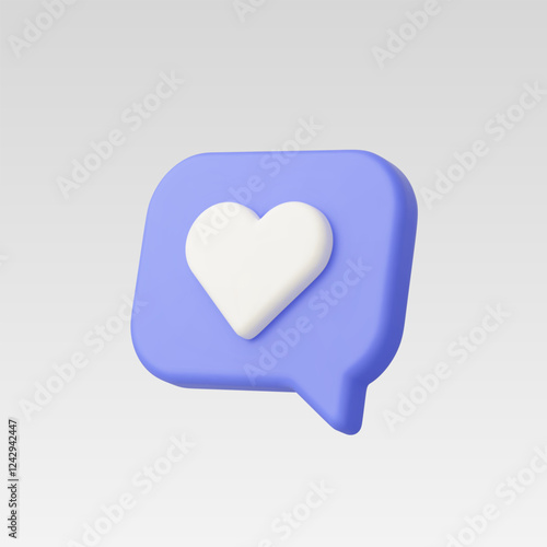 3d Realistic Like icon or Message Heart vector illustration