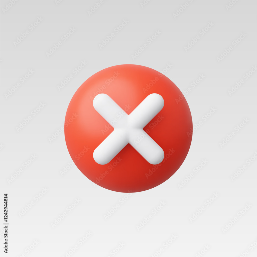 Fototapeta premium 3d Realistic Cross checkmark sign vector illustration