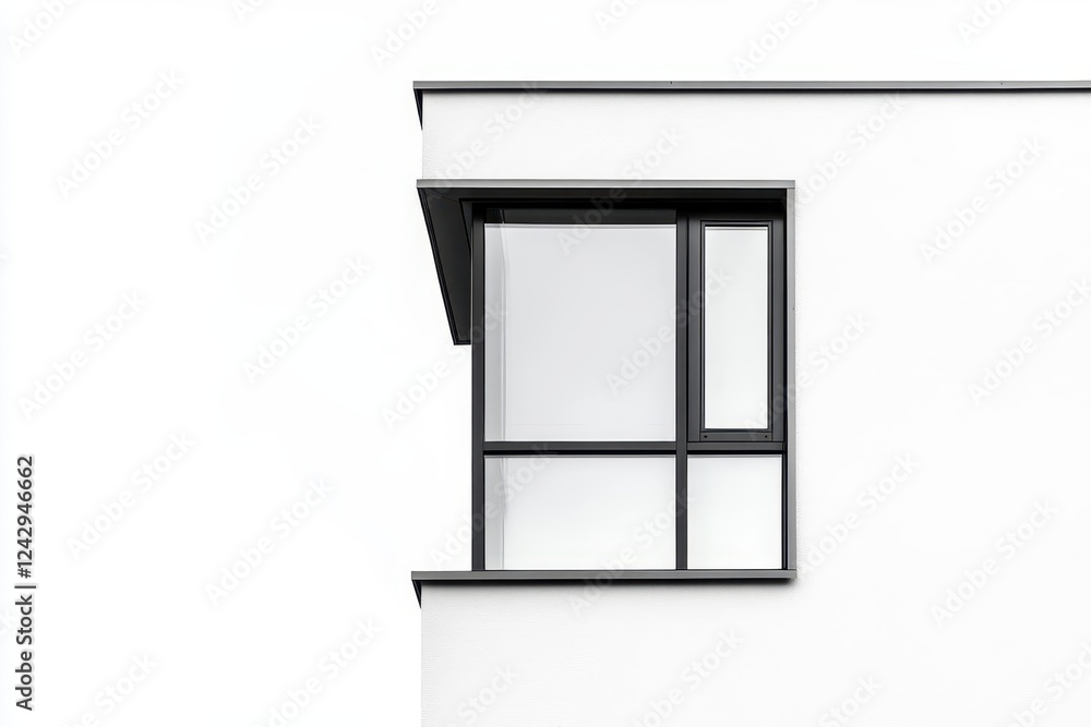 contemporary minimalist window frame isolated on white, clean lines and transparent glass panels emphasizing architectural simplicity contemporary minimalist window frame isolated on white, clean lines and transparent glass panels emphasizing architectural simplicity