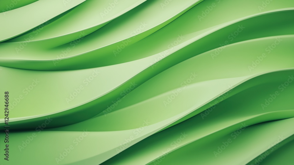 Obraz premium Wavy green pattern creates a soothing visual texture in a modern design environment, 3d illustration