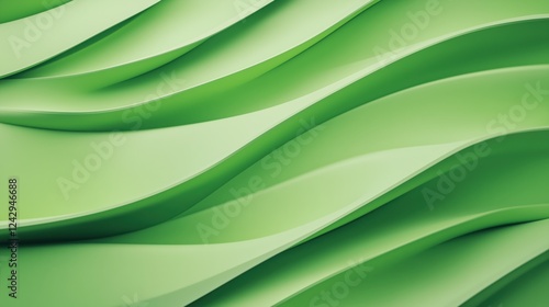 Wavy green pattern creates a soothing visual texture in a modern design environment, 3d illustration