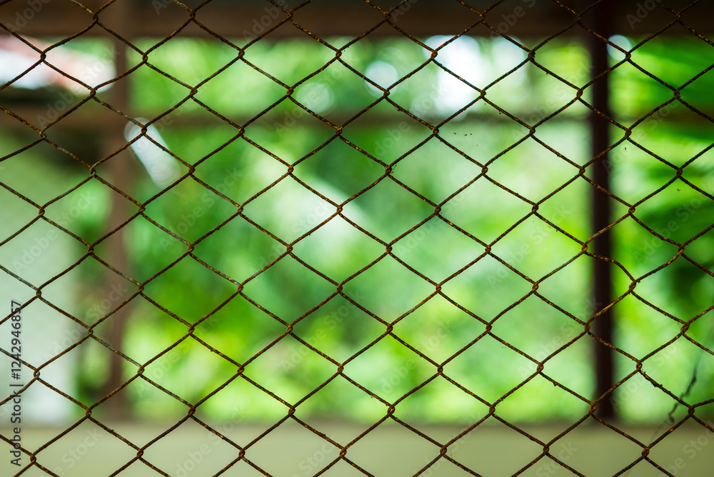 Fototapeta premium Green house wire fence texture
