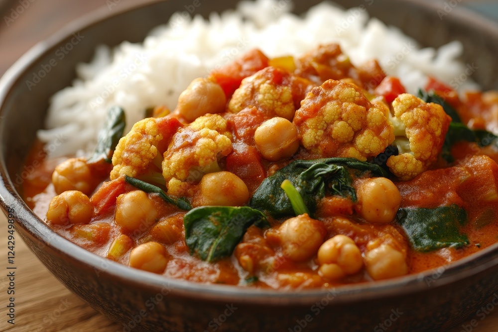 Chickpea and cauliflower curry with rice Chickpea and cauliflower curry with rice