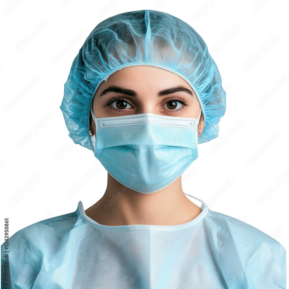 Surgical Cap and Mask Protection on transparent background. Surgical Cap and Mask Protection on transparent background.