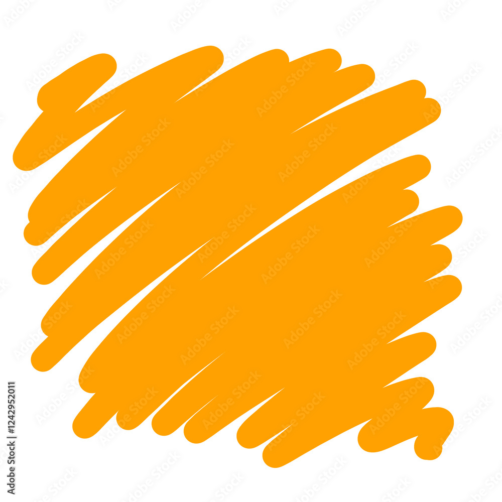 Obraz premium 透明な背景に描かれたラフなオレンジの手書きストローク | Rough Orange Hand-Drawn Stroke on Transparent Background