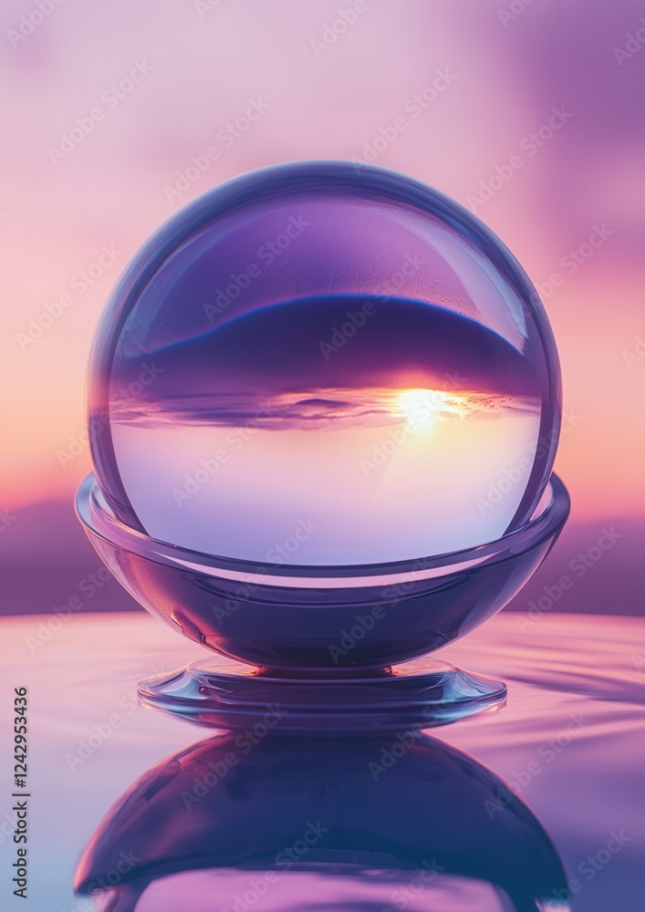 Digital art piece that appears to be a sphere or a crystal ball. the sphere is spherical in shape and is placed on a glass base. Digital art piece that appears to be a sphere or a crystal ball. the sphere is spherical in shape and is placed on a glass base.