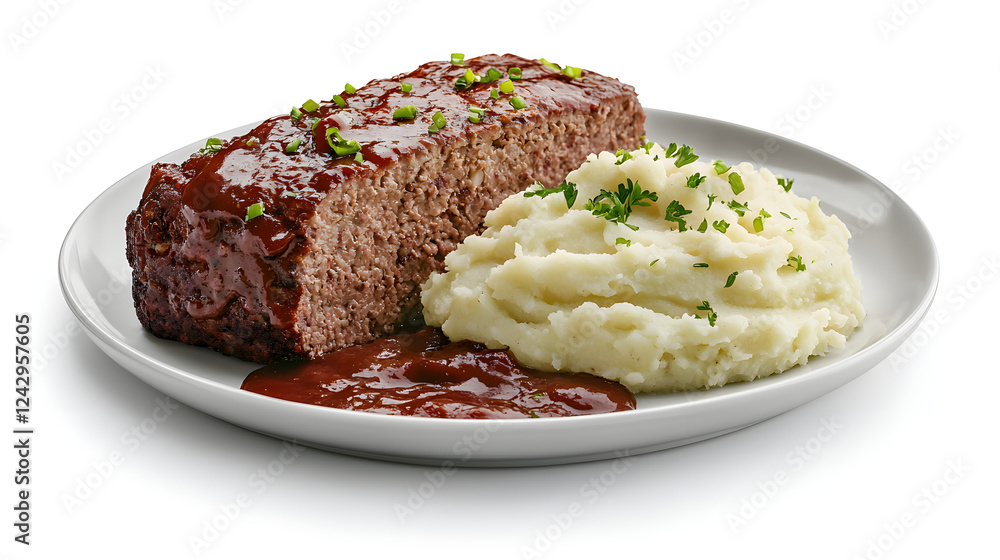 Delicious Simple American Meatloaf with Mashed Potatoes and Gravy Delicious Simple American Meatloaf with Mashed Potatoes and Gravy