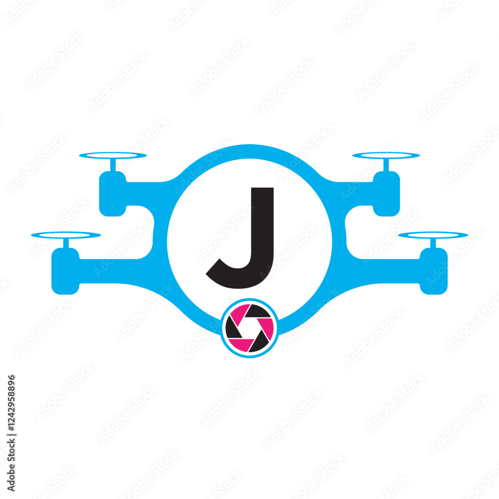 Initial Drone Logo Combine With Letter J Vector Template Initial Drone Logo Combine With Letter J Vector Template