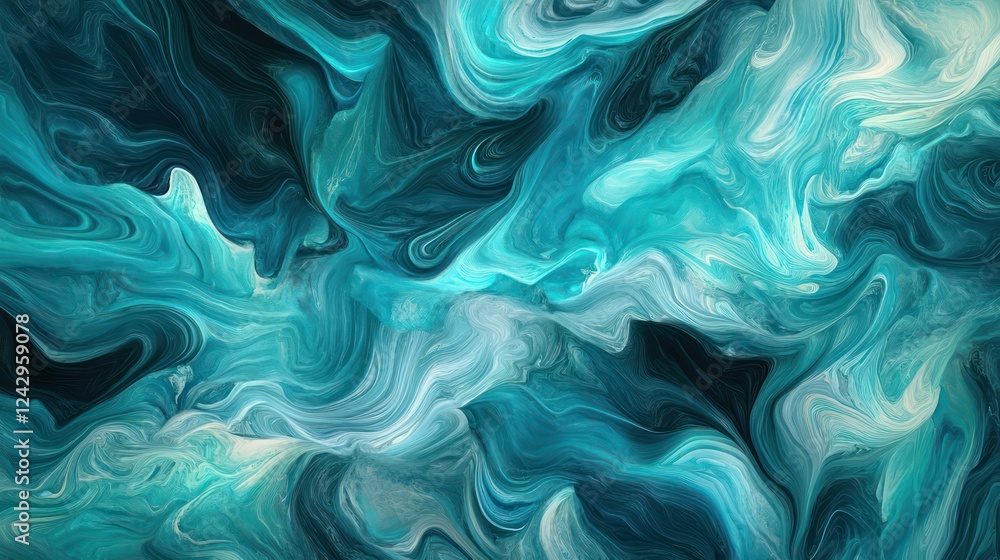 Obraz premium Sophisticated abstract waves in shades of turquoise and teal, creating a sense of flow and elegance