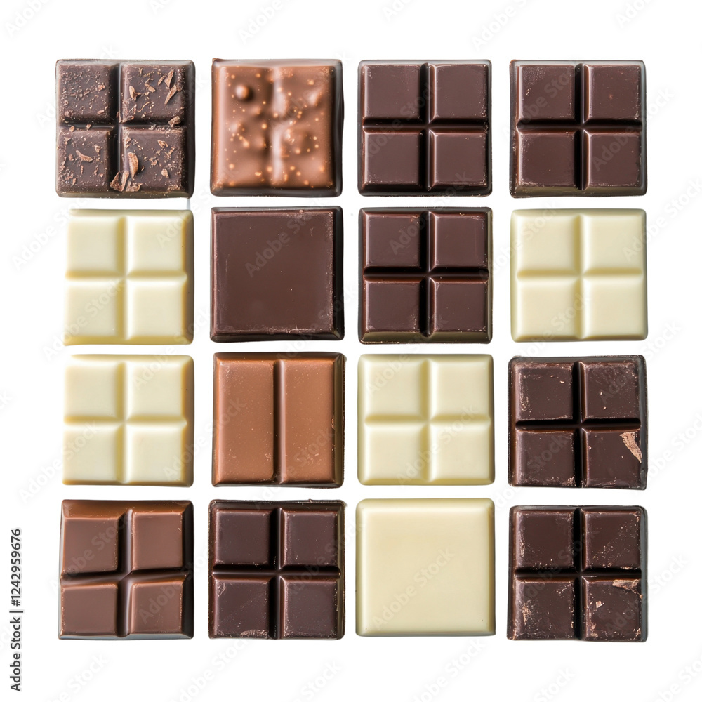 Obraz premium Assortment of Various Chocolate Types in a Beautiful Arrangement
