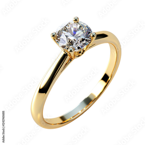 Elegant Gold Engagement Ring with Brilliant Round Diamond Center Stone