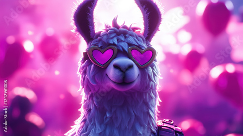 Adorable Llama Gazing with Love in Its Eyes, Generative AI photo