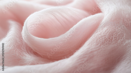 Delicate Pink Alpaca Fabric with Soft Texture, White Background, Generative AI photo