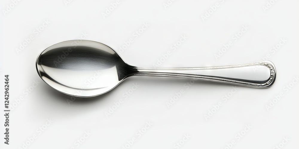 Shiny Silver Spoon on White Background Shiny Silver Spoon on White Background
