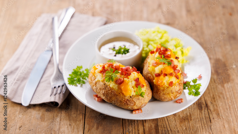 baked potatoes stuffed with cheese and bacon baked potatoes stuffed with cheese and bacon