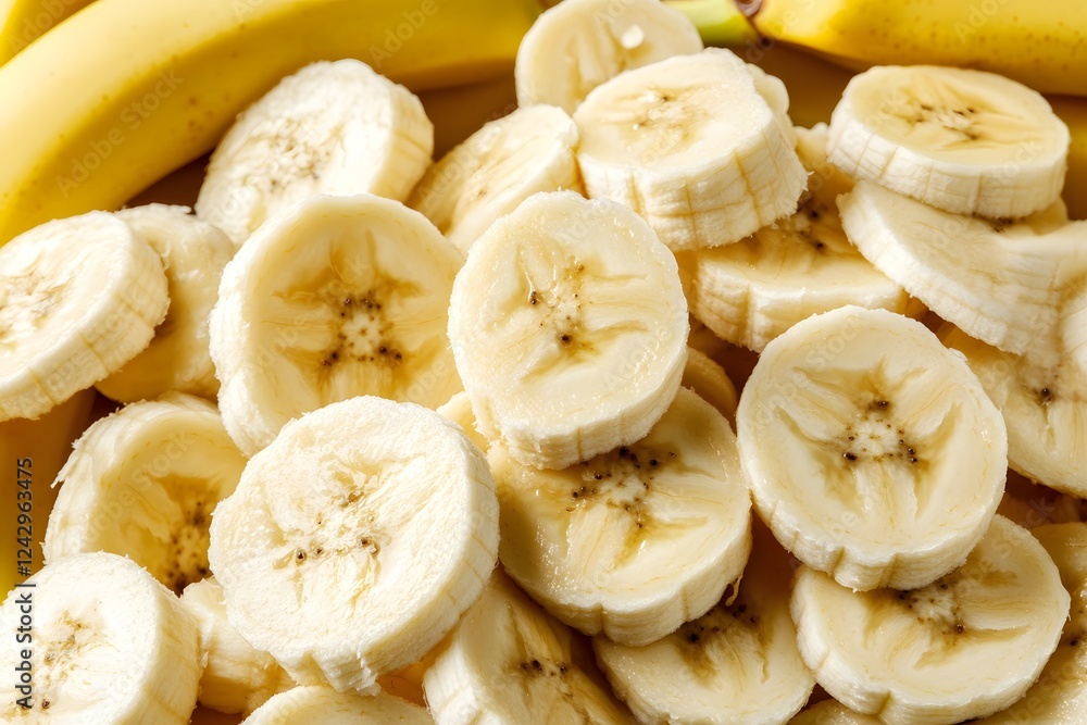 Sliced Bananas: Yellow Fruit, Sweet Snack Sliced Bananas: Yellow Fruit, Sweet Snack