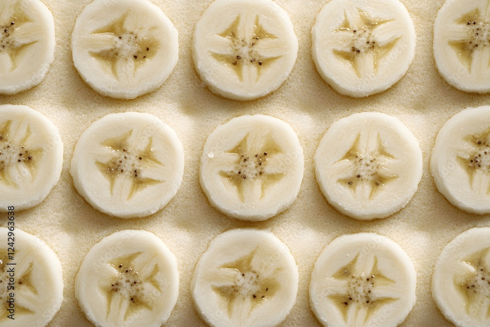 Sliced Bananas Arranged on a Surface