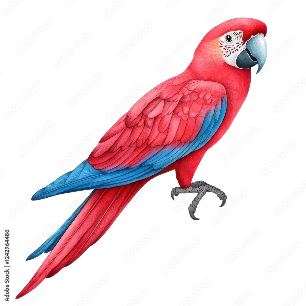 Fototapeta premium Colorful Scarlet Macaw Parrot Illustrative Art for Nature Lovers