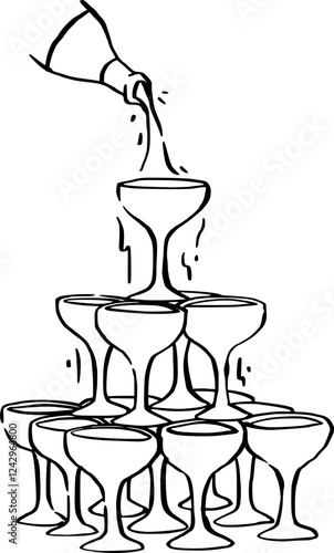 Wedding Glass Tower hand drawn illustration.