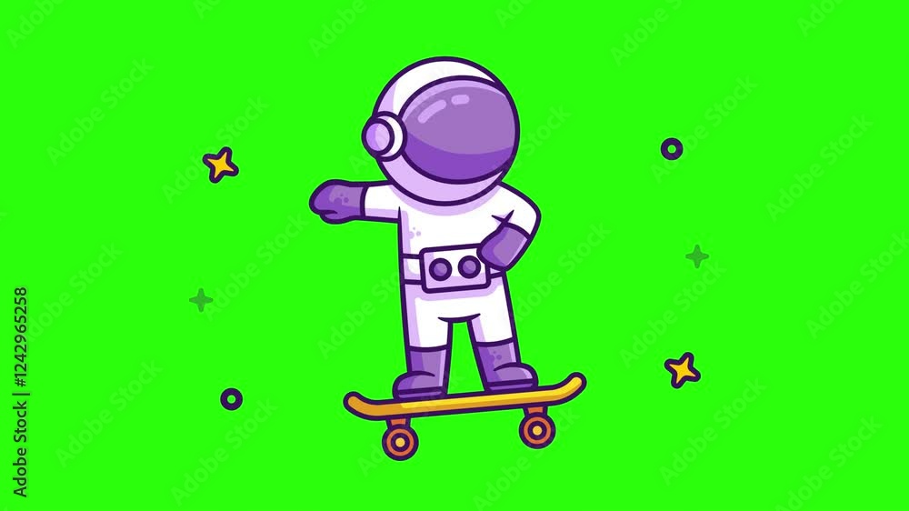 Astronaut Playing Skateboard Vector Icon Illustration. Cartoon Animation Video in Full HD 4K Resolution and High Quality Astronaut Playing Skateboard Vector Icon Illustration. Cartoon Animation Video in Full HD 4K Resolution and High Quality