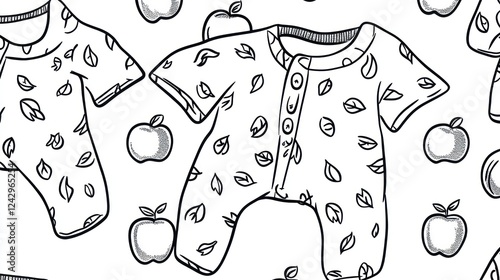 Baby Clothes Apples Pattern Seamless Design Fabric photo