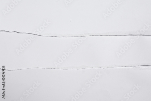 Torn white paper texture with smooth surface and ripped edges.