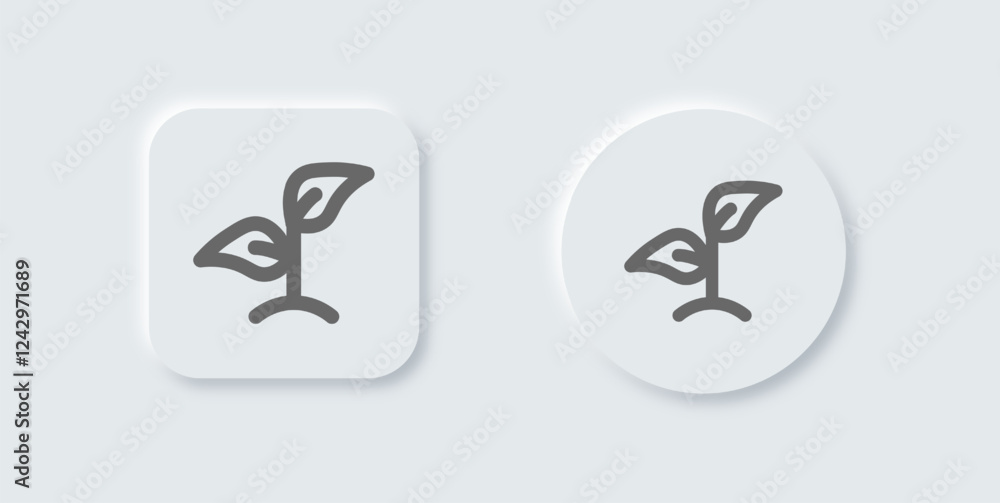 Seed line icon in neomorphic design style. Eco signs vector illustration. Seed line icon in neomorphic design style. Eco signs vector illustration.