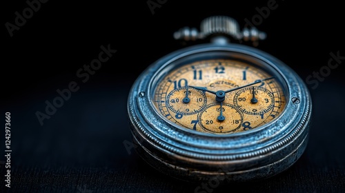 Vintage Chronograph Pocket Watch Close up Antique Timepiece Detail