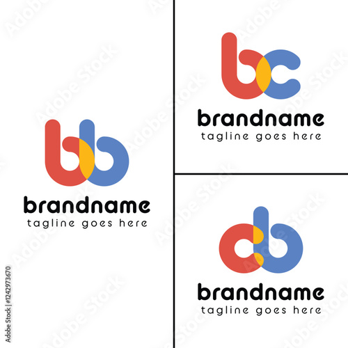 Letters bb bc cb Playful Logo, represent a fun, energetic, and joy