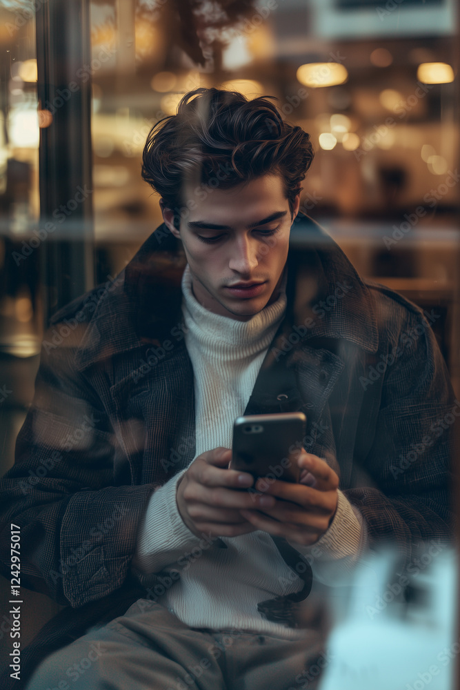 young man scrolls through his phone young man scrolls through his phone