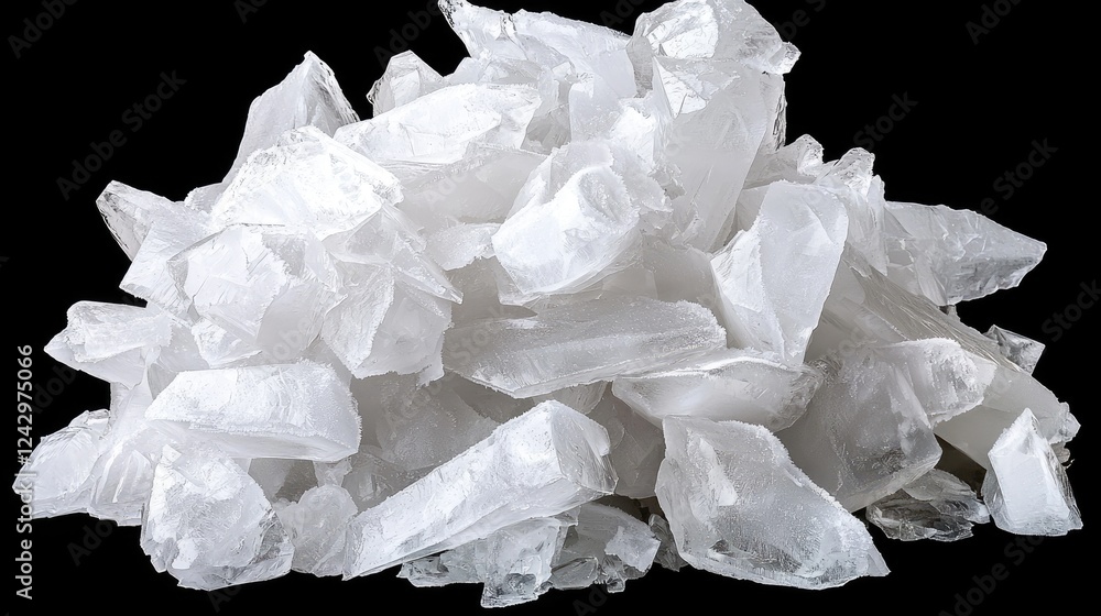 White quartz crystals cluster, close-up shot, dark background, geology science White quartz crystals cluster, close-up shot, dark background, geology science