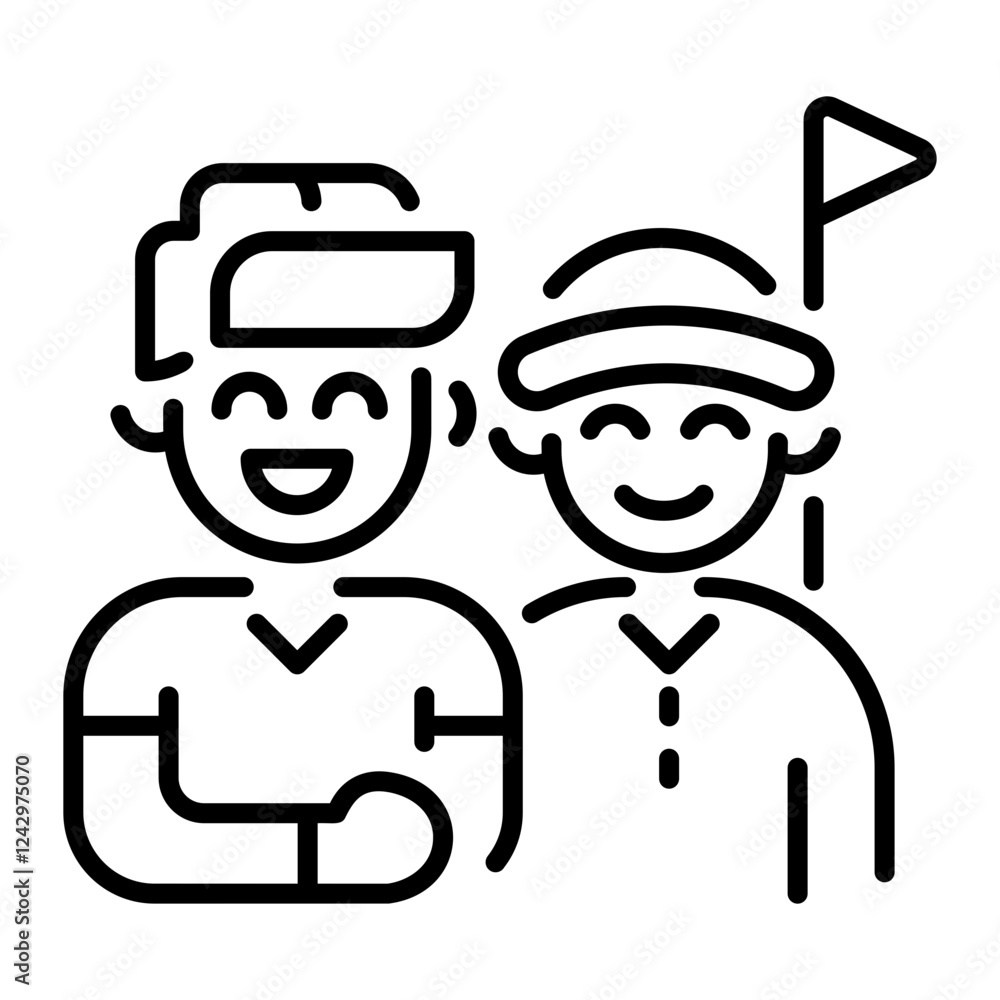 Golf partners icon in linear style Golf partners icon in linear style