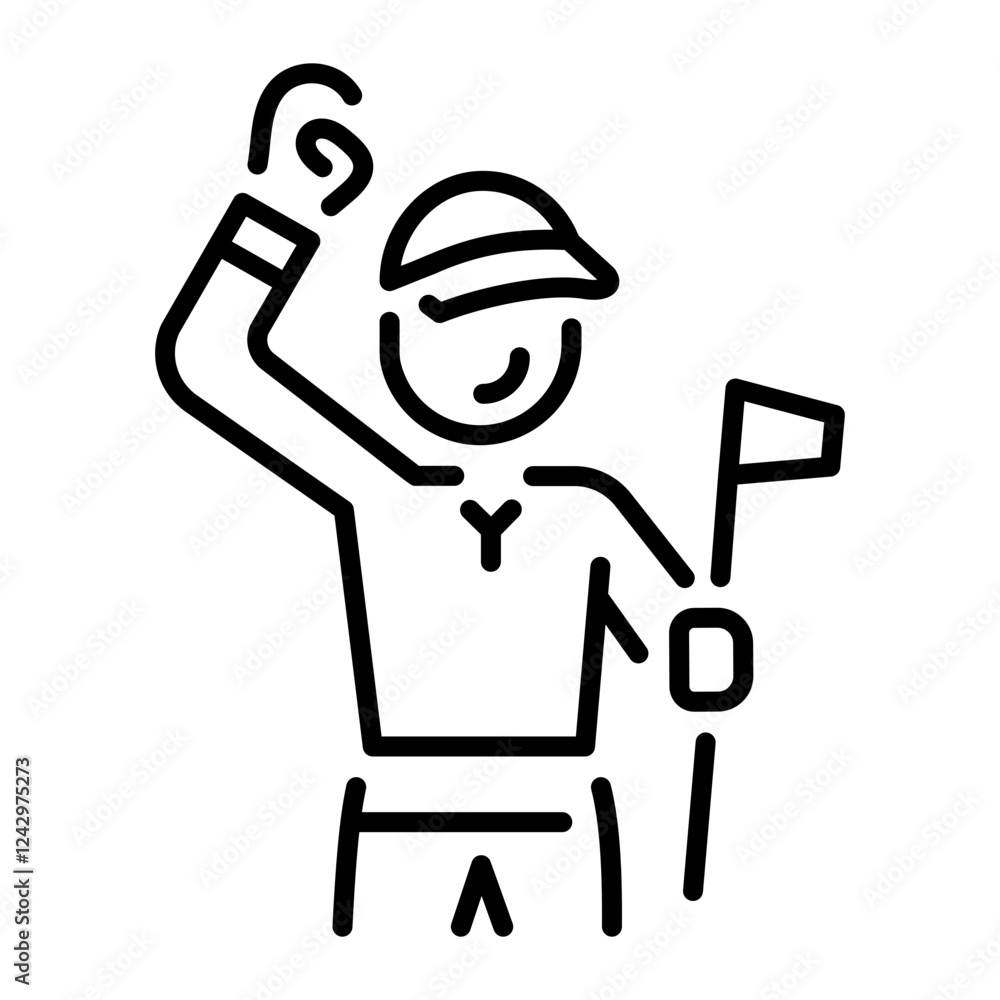 Cheering character icon in linear style 