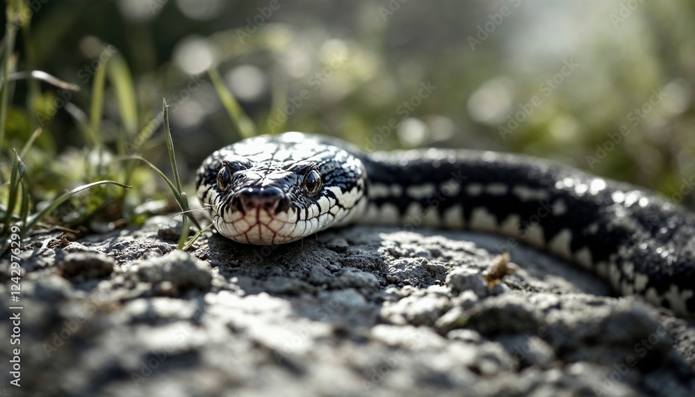 Black Snake on Rock Close Up Wildlife Photography Black Snake on Rock Close Up Wildlife Photography