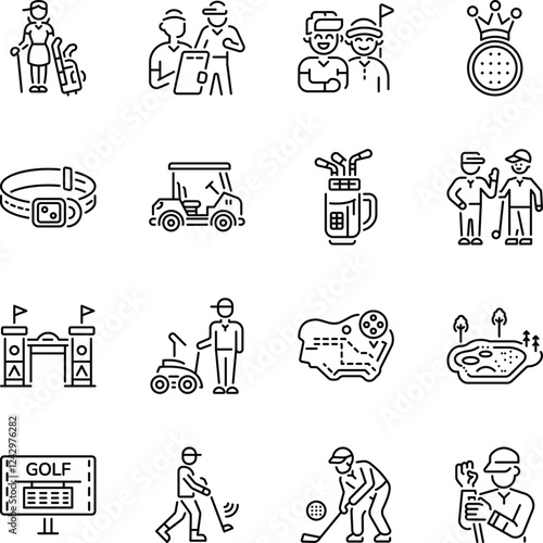 Bundle of Linear Style Golf Game Icons 