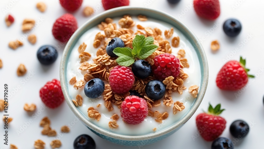 Yogurt Bowl with Berries and Granola - Fresh and Delicious Breakfast Yogurt Bowl with Berries and Granola - Fresh and Delicious Breakfast