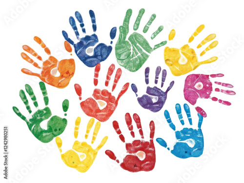 Colorful Handprint Art on Black Background
