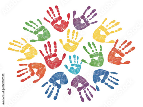 Colorful Handprint Art on Black Background
