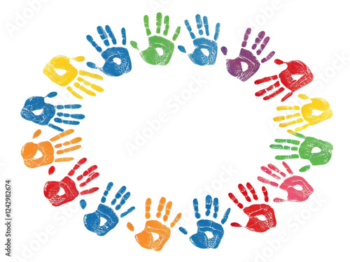 Colorful Handprint Art on Black Background