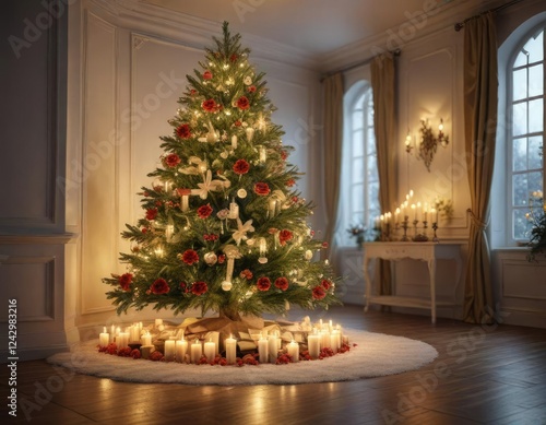 Wallpaper Mural sparkling Christmas tree in a room filled with candles and flowers, sophisticated, elegant Torontodigital.ca