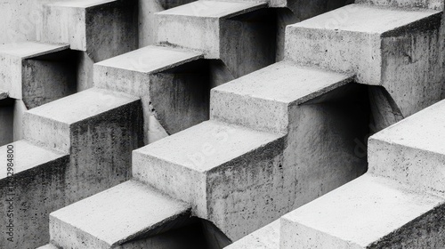 Modern architectural steps create a striking contrast in a minimalist concrete design