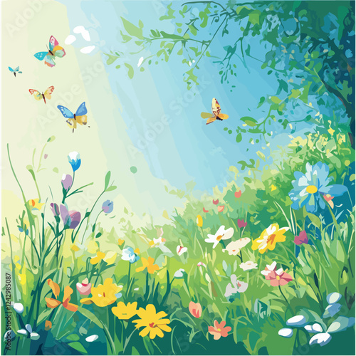 illustration, garden, plant, flower, nature, blossom, art, floral, drawing, design, bird, bloom, spring, wild, elegance, leaf, green, cute, pattern, colorful, vintage, decoration, botanical, tree, 