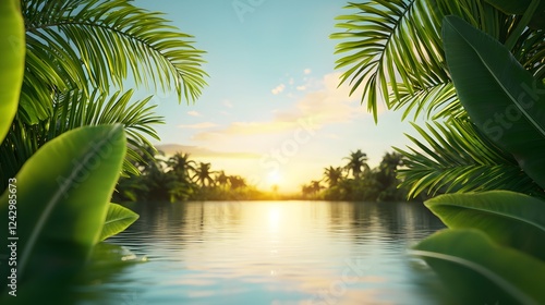 Sunset Serenity: Tropical River at Dusk