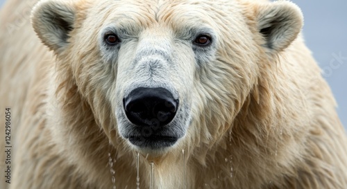 Close-up portrait of a majestic polar bear with intense gaze photo