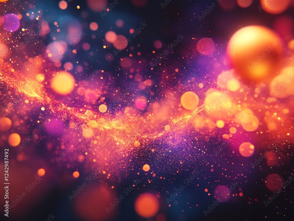 Abstract 3D rendering of dynamic particle ribbons. Flowing shapes with glowing accents and bokeh effects., Generative AI Abstract 3D rendering of dynamic particle ribbons. Flowing shapes with glowing accents and bokeh effects., Generative AI