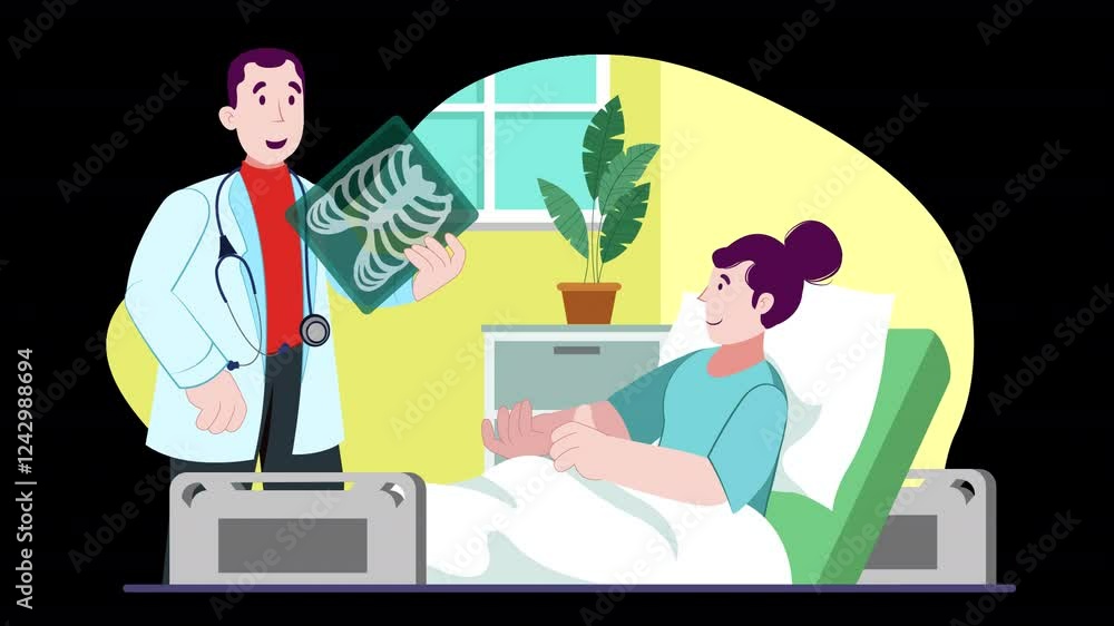 Depict various hospital and healthcare activities with this flat animation scene, suitable for medical content and educational videos. Depict various hospital and healthcare activities with this flat animation scene, suitable for medical content and educational videos.