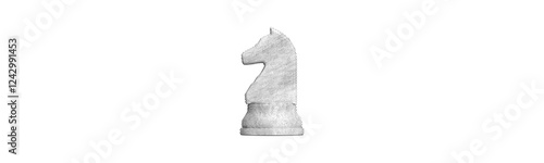 chess knight horse isolated on white background retro halftone texture cut-out collage element for mixed media vintage magazine style trendy design poster banner cover intelligence competition game