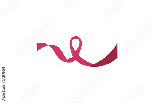 continuous minimalist red ribbon for world aids day line art drawing abstract illustration design 